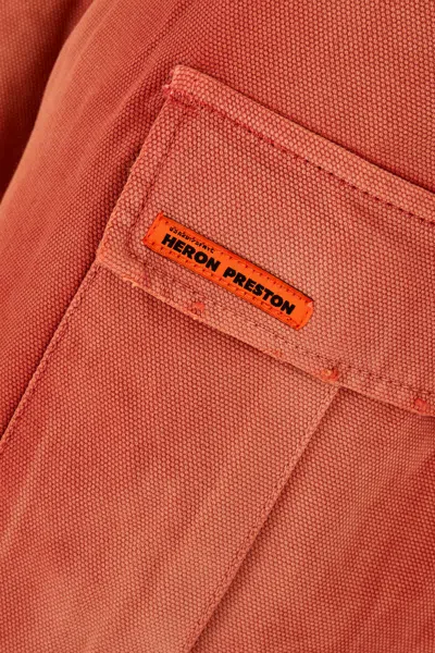 Heron Preston Cargo Pant In Pure Cotton With Drawstring In Orange