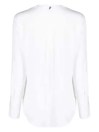 Dondup Logo-plaque V-neck Blouse In White
