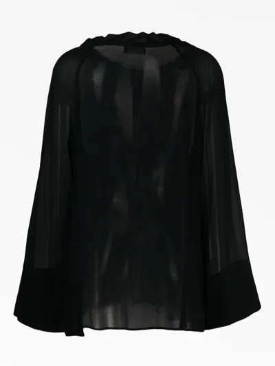 Dondup Tie-neck Semi-sheer Blouse In Black