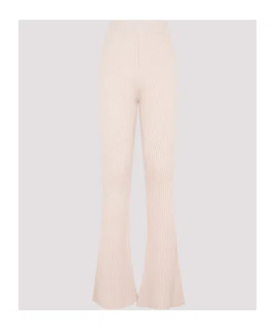 Peserico Flare Knit Rib Wool Pant In Pink