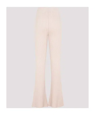 Peserico Flare Knit Rib Wool Pant In Pink