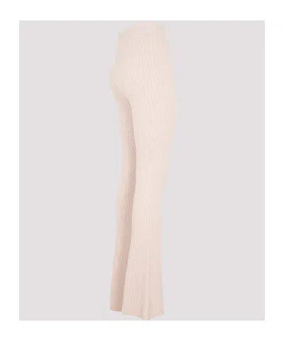 Peserico Flare Knit Rib Wool Pant In Pink
