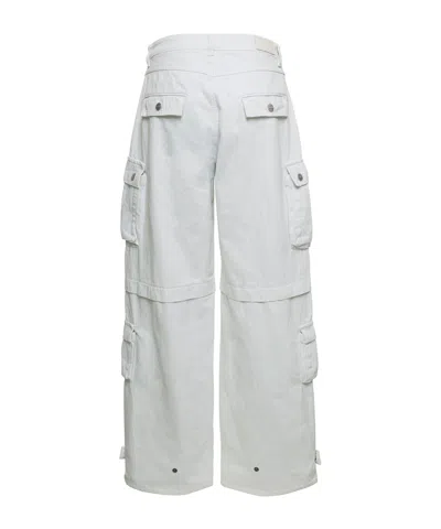 Icon Denim 'rosalia' White Low Waisted Cargo Jeans With Patch Pockets In White