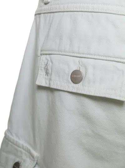 Icon Denim 'rosalia' White Low Waisted Cargo Jeans With Patch Pockets In White