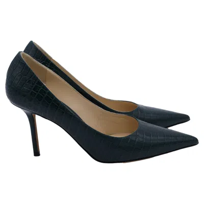 Jimmy Choo Love 85 Croc-embossed Pumps In Green Leather
