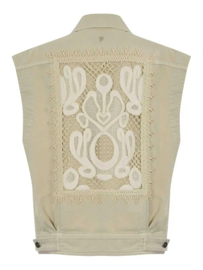 Dondup Crochet-panelling Vest In Neutral
