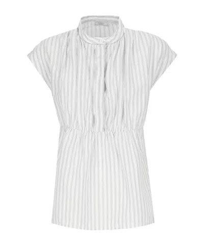 Peserico Striped Sleeveless Shirt In White