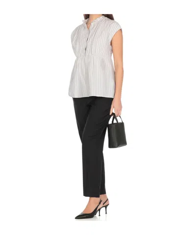 Peserico Striped Sleeveless Shirt In White