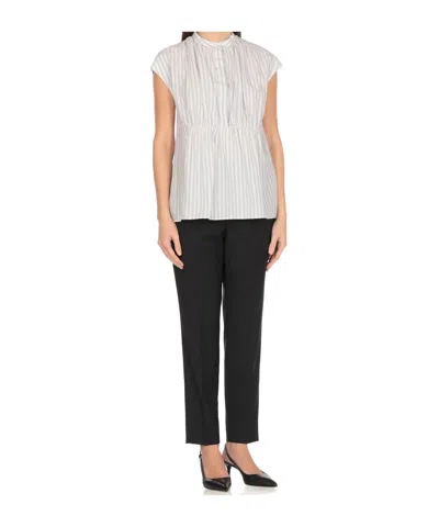 Peserico Striped Sleeveless Shirt In White