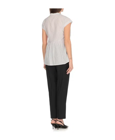 Peserico Striped Sleeveless Shirt In White