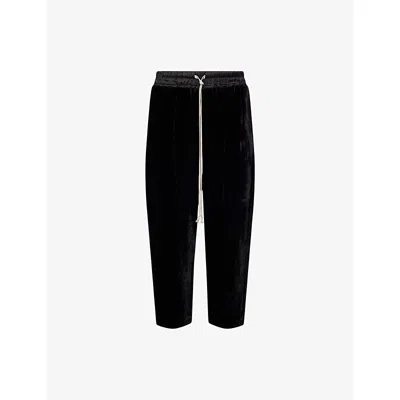 Rick Owens Womens Black Astaires Cropped Silk-blend Trousers