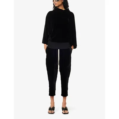 Rick Owens Womens Black Astaires Cropped Silk-blend Trousers