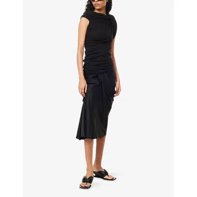 Rick Owens Womens Black Twist Asymmetric Stretch-woven Top In Black