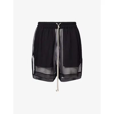 Rick Owens Womens Black Sheer Relaxed-fit Silk Boxer Shorts