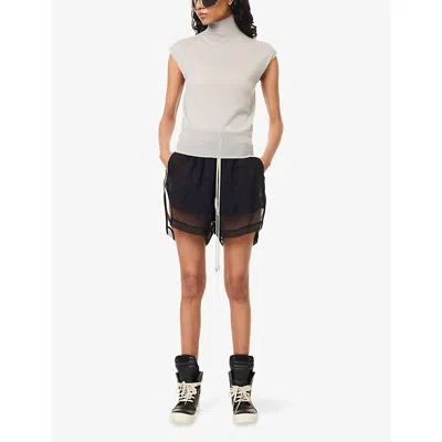 Rick Owens Womens Black Sheer Relaxed-fit Silk Boxer Shorts