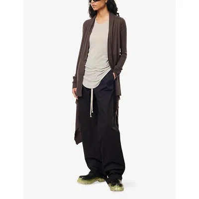 Rick Owens Womens Darkdust Wrap Draped Wool Cardigan