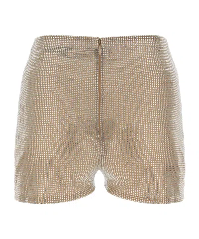 Giuseppe Di Morabito Rhinestone-embellished Mesh Waistband Shorts In Gold