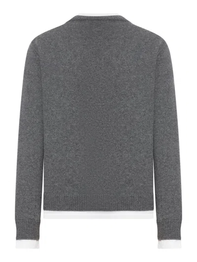 Miu Miu Cashmere Sweater With Contrasting Inserts In Gray