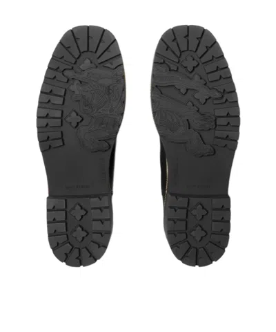 Burberry Smooth Leather Boots With Mesh Side Panels And Textured Detailing In Black