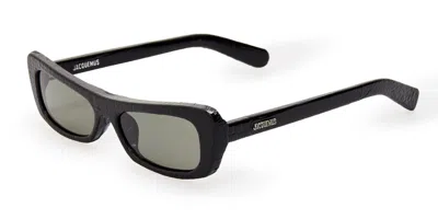 Jacquemus Capri Crocodile-effect Rectangular Sunglasses