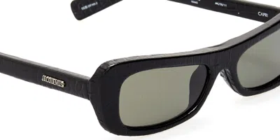 Jacquemus Capri Crocodile-effect Rectangular Sunglasses