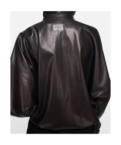 Acne Studios Zip-up Leather Jacket In Brown