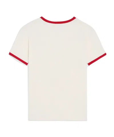Celine Regular T-shirt In Ribbed Cotton Jersey In White
