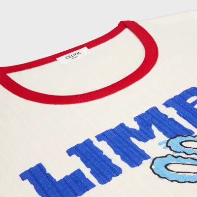 Celine Regular T-shirt In Ribbed Cotton Jersey In White