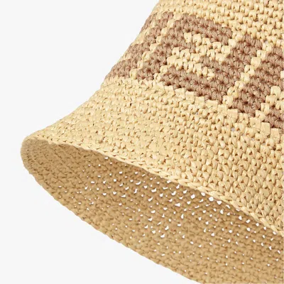 Fendi Beige Raffia Bucket Hat In Neutral