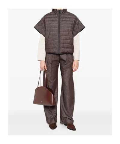 Brunello Cucinelli Short Sleeve Quilted High Neck Jacket