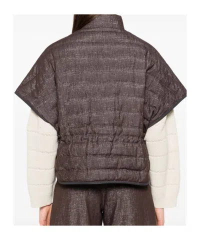 Brunello Cucinelli Short Sleeve Quilted High Neck Jacket