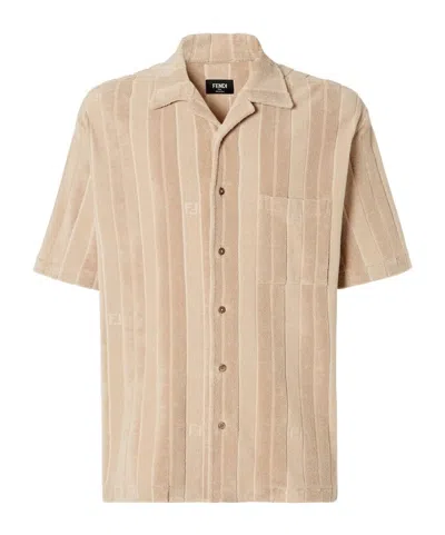 Fendi Shirt Chest Pocket Striped Pattern In Brown