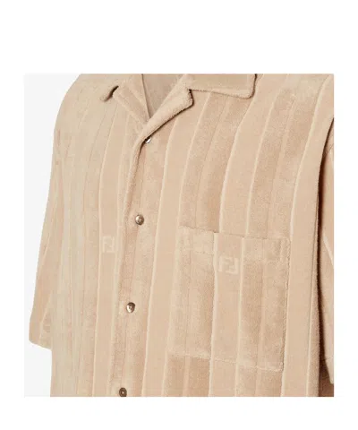 Fendi Shirt Chest Pocket Striped Pattern In Brown