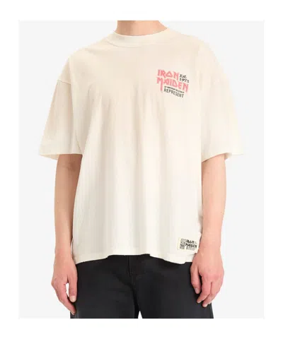 Represent White Crewneck T-shirt With Logo On Front And Rear In Cotton Blend Man In Neutral
