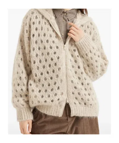 Brunello Cucinelli Hooded Hole-detail Cardigan