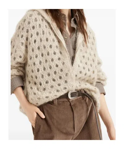 Brunello Cucinelli Hooded Hole-detail Cardigan