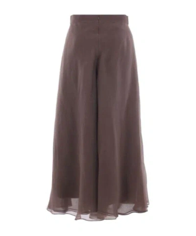 Brunello Cucinelli Pleated Midi Skirt In Brown
