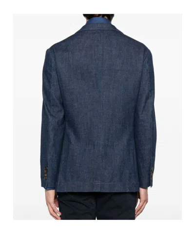 Brunello Cucinelli Single-breasted Cotton Denim Jacket With Patch Pockets In Blue