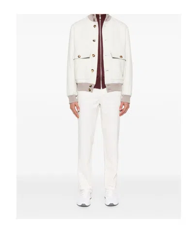 Brunello Cucinelli Cotton Trousers With Belt Loops And Rolled Cuffs
