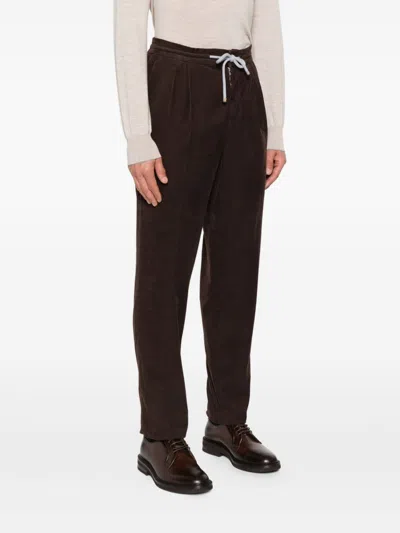 Brunello Cucinelli Corduroy Trousers With Back And Side Pockets In Brown