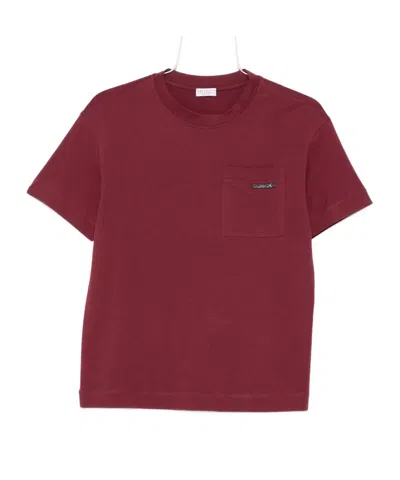 Brunello Cucinelli Crew Neck Cotton T-shirt With Chest Pocket In Red