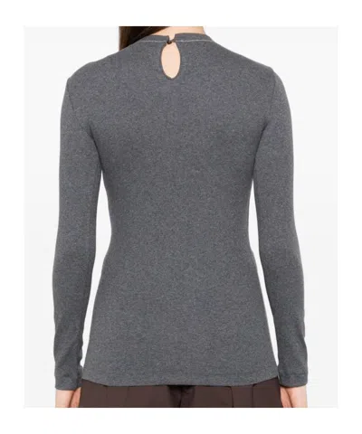 Brunello Cucinelli Cotton Crewneck Sweater Featuring Keyhole Detail
