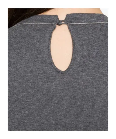 Brunello Cucinelli Cotton Crewneck Sweater Featuring Keyhole Detail
