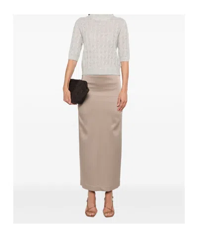 Brunello Cucinelli Cable Knit High Neck Jumper With Sequin Embellishments