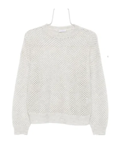 Brunello Cucinelli Wool Sweater Mesh Design Subtle Shimmer