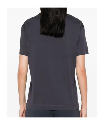 Brunello Cucinelli Crew Neck Cotton T-shirt With Patch Pocket In Blue