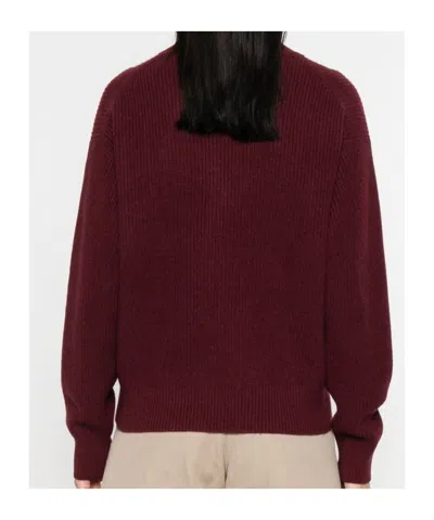 Brunello Cucinelli Cashmere Turtleneck Sweater Chest Pocket In Burgundy