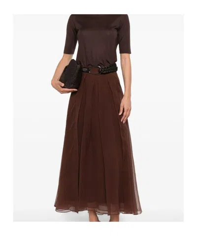 Brunello Cucinelli Long Silk Skirt With A-line Silhouette