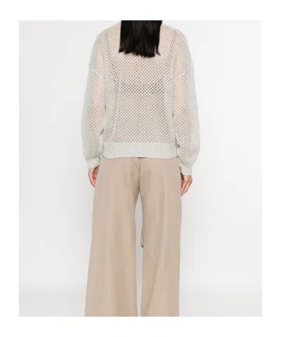 Brunello Cucinelli Wool Sweater Mesh Design Subtle Shimmer