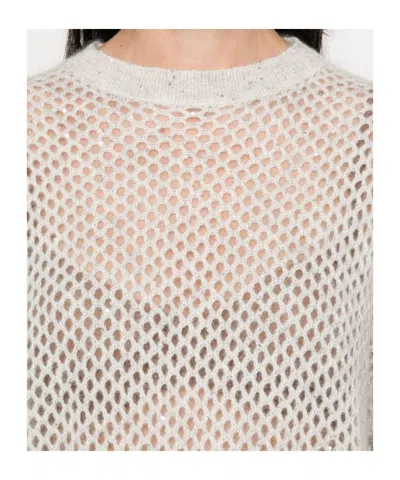 Brunello Cucinelli Wool Sweater Mesh Design Subtle Shimmer